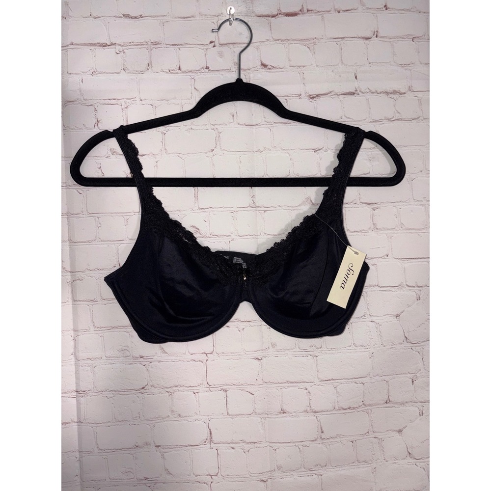 Soma Embraceable Unlined Lace Trim Bra Black 34D Underwire 111401 New With Tags